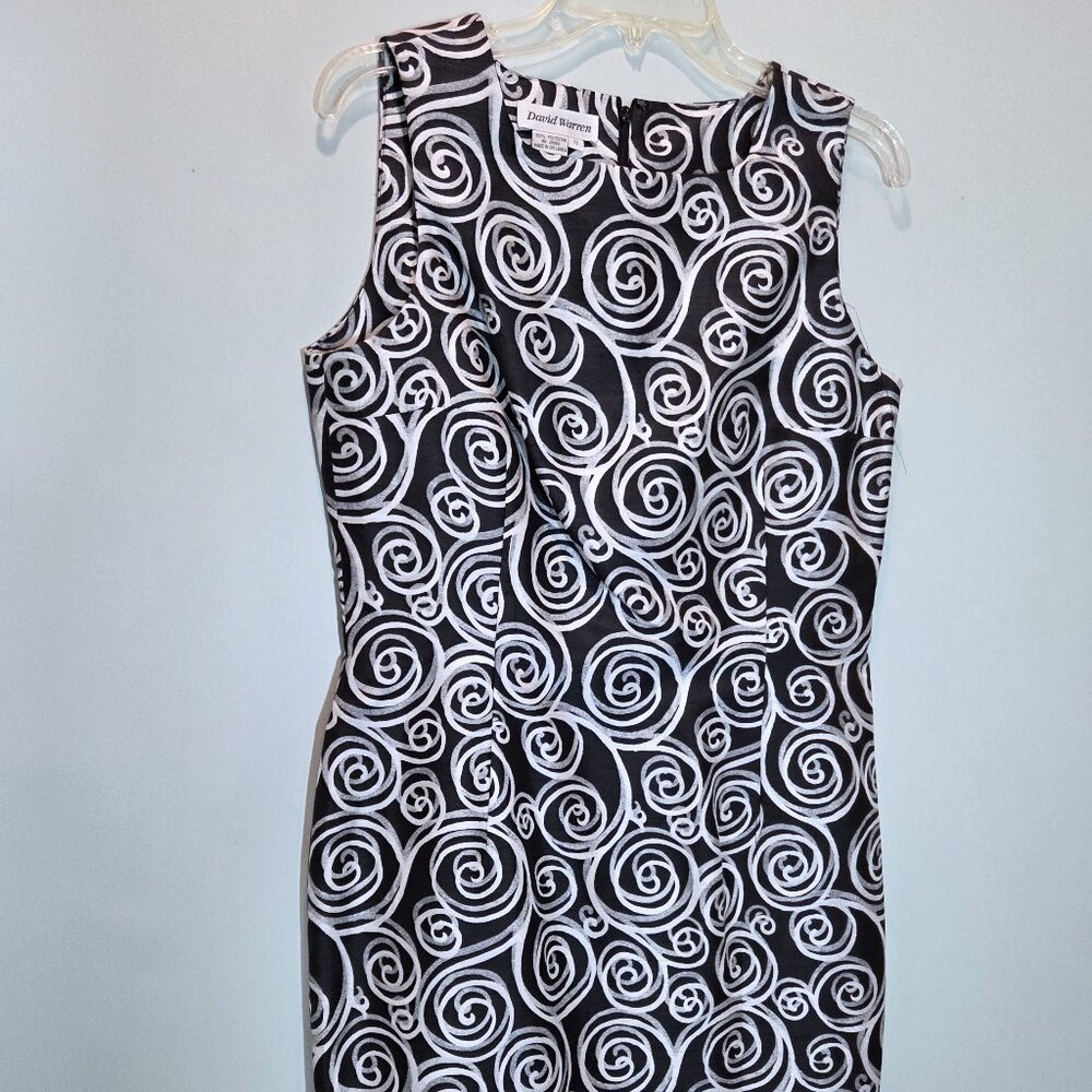 NWOT David Warren Black White & Silver Dress Size 10